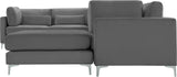 Julia Velvet / Engineered Wood / Metal / Foam Contemporary Grey Velvet Modular Sectional (7 Boxes) - 142" W x 112.5" D x 33" H