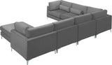 Julia Velvet / Engineered Wood / Metal / Foam Contemporary Grey Velvet Modular Sectional (7 Boxes) - 142" W x 112.5" D x 33" H