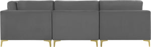 Julia Velvet / Engineered Wood / Metal / Foam Contemporary Grey Velvet Modular Sectional (7 Boxes) - 142" W x 112.5" D x 33" H