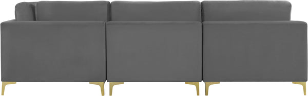 Julia Velvet / Engineered Wood / Metal / Foam Contemporary Grey Velvet Modular Sectional (7 Boxes) - 142" W x 112.5" D x 33" H