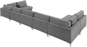 Julia Velvet / Engineered Wood / Metal / Foam Contemporary Grey Velvet Modular Sectional (7 Boxes) - 175.5" W x 71" D x 33" H