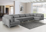 Julia Velvet / Engineered Wood / Metal / Foam Contemporary Grey Velvet Modular Sectional (7 Boxes) - 175.5" W x 71" D x 33" H