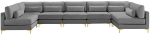 Julia Velvet / Engineered Wood / Metal / Foam Contemporary Grey Velvet Modular Sectional (7 Boxes) - 175.5" W x 71" D x 33" H