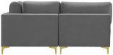 Julia Velvet / Engineered Wood / Metal / Foam Contemporary Grey Velvet Modular Sectional (7 Boxes) - 175.5" W x 71" D x 33" H