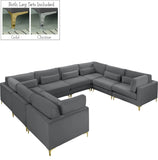 Julia Velvet / Engineered Wood / Metal / Foam Contemporary Grey Velvet Modular Sectional (8 Boxes) - 142" W x 112.5" D x 33" H