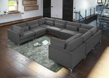 Julia Velvet / Engineered Wood / Metal / Foam Contemporary Grey Velvet Modular Sectional (8 Boxes) - 142" W x 112.5" D x 33" H