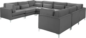 Julia Velvet / Engineered Wood / Metal / Foam Contemporary Grey Velvet Modular Sectional (8 Boxes) - 142" W x 112.5" D x 33" H