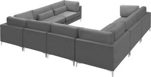 Julia Velvet / Engineered Wood / Metal / Foam Contemporary Grey Velvet Modular Sectional (8 Boxes) - 142" W x 112.5" D x 33" H