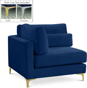 Julia Velvet / Engineered Wood / Metal / Foam Contemporary Navy Velvet Modular Corner Chair - 37.5" W x 37.5" D x 33" H