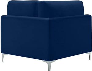 Julia Velvet / Engineered Wood / Metal / Foam Contemporary Navy Velvet Modular Corner Chair - 37.5" W x 37.5" D x 33" H