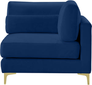 Julia Velvet / Engineered Wood / Metal / Foam Contemporary Navy Velvet Modular Corner Chair - 37.5" W x 37.5" D x 33" H