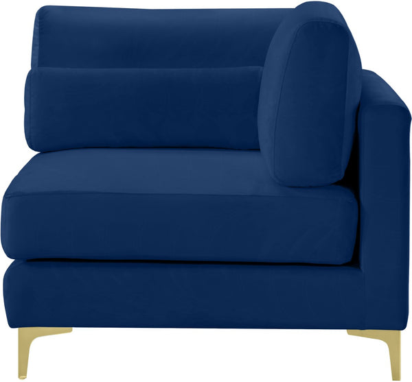 Julia Velvet / Engineered Wood / Metal / Foam Contemporary Navy Velvet Modular Corner Chair - 37.5" W x 37.5" D x 33" H
