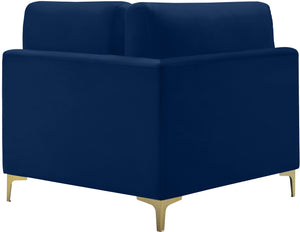 Julia Velvet / Engineered Wood / Metal / Foam Contemporary Navy Velvet Modular Corner Chair - 37.5" W x 37.5" D x 33" H