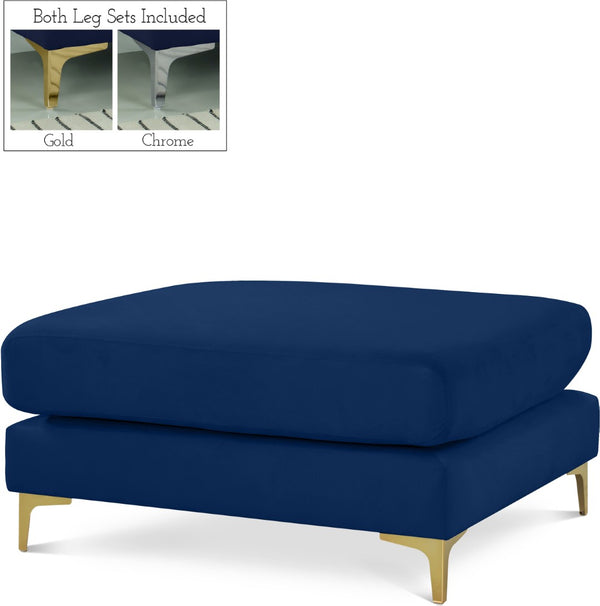 Julia Velvet / Engineered Wood / Metal / Foam Contemporary Navy Velvet Modular Ottoman - 35" W x 39.5" D x 19" H