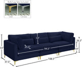 Julia Velvet / Engineered Wood / Metal / Foam Contemporary Navy Velvet Modular Sofa (3 Boxes) - 108.5" W x 37.5" D x 33" H