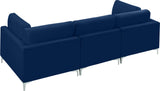 Julia Velvet / Engineered Wood / Metal / Foam Contemporary Navy Velvet Modular Sofa (3 Boxes) - 108.5" W x 37.5" D x 33" H