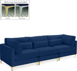 Julia Velvet / Engineered Wood / Metal / Foam Contemporary Navy Velvet Modular Sofa (3 Boxes) - 108.5" W x 37.5" D x 33" H