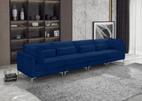 Julia Velvet / Engineered Wood / Metal / Foam Contemporary Navy Velvet Modular Sofa (4 Boxes) - 142" W x 37.5" D x 33" H