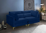 Julia Velvet / Engineered Wood / Metal / Foam Contemporary Navy Velvet Modular Sofa - 75" W x 37.5" D x 33" H