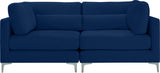 Julia Velvet / Engineered Wood / Metal / Foam Contemporary Navy Velvet Modular Sofa - 75" W x 37.5" D x 33" H