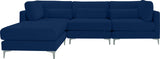 Julia Velvet / Engineered Wood / Metal / Foam Contemporary Navy Velvet Modular Sectional (4 Boxes) - 108.5" W x 77" D x 33" H