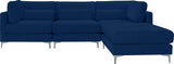 Julia Velvet / Engineered Wood / Metal / Foam Contemporary Navy Velvet Modular Sectional (4 Boxes) - 108.5" W x 77" D x 33" H