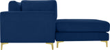 Julia Velvet / Engineered Wood / Metal / Foam Contemporary Navy Velvet Modular Sectional (4 Boxes) - 108.5" W x 77" D x 33" H