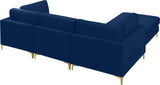 Julia Velvet / Engineered Wood / Metal / Foam Contemporary Navy Velvet Modular Sectional (4 Boxes) - 108.5" W x 77" D x 33" H