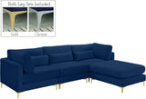 Julia Velvet / Engineered Wood / Metal / Foam Contemporary Navy Velvet Modular Sectional (4 Boxes) - 108.5" W x 77" D x 33" H