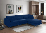 Julia Velvet / Engineered Wood / Metal / Foam Contemporary Navy Velvet Modular Sectional (4 Boxes) - 108.5" W x 77" D x 33" H