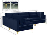 Julia Velvet / Engineered Wood / Metal / Foam Contemporary Navy Velvet Modular Sectional (4 Boxes) - 108.5" W x 71" D x 33" H