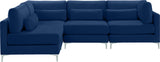 Julia Velvet / Engineered Wood / Metal / Foam Contemporary Navy Velvet Modular Sectional (4 Boxes) - 108.5" W x 71" D x 33" H