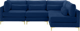 Julia Velvet / Engineered Wood / Metal / Foam Contemporary Navy Velvet Modular Sectional (4 Boxes) - 108.5" W x 71" D x 33" H