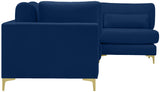 Julia Velvet / Engineered Wood / Metal / Foam Contemporary Navy Velvet Modular Sectional (4 Boxes) - 108.5" W x 71" D x 33" H