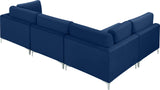 Julia Velvet / Engineered Wood / Metal / Foam Contemporary Navy Velvet Modular Sectional (4 Boxes) - 108.5" W x 71" D x 33" H