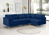 Julia Velvet / Engineered Wood / Metal / Foam Contemporary Navy Velvet Modular Sectional (4 Boxes) - 108.5" W x 71" D x 33" H