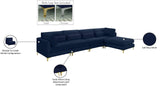 Julia Velvet / Engineered Wood / Metal / Foam Contemporary Navy Velvet Modular Sectional (5 Boxes) - 142" W x 77" D x 33" H