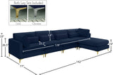 Julia Velvet / Engineered Wood / Metal / Foam Contemporary Navy Velvet Modular Sectional (5 Boxes) - 142" W x 77" D x 33" H