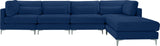 Julia Velvet / Engineered Wood / Metal / Foam Contemporary Navy Velvet Modular Sectional (5 Boxes) - 142" W x 77" D x 33" H