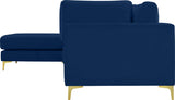 Julia Velvet / Engineered Wood / Metal / Foam Contemporary Navy Velvet Modular Sectional (5 Boxes) - 142" W x 77" D x 33" H