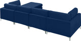 Julia Velvet / Engineered Wood / Metal / Foam Contemporary Navy Velvet Modular Sectional (5 Boxes) - 142" W x 77" D x 33" H