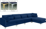 Julia Velvet / Engineered Wood / Metal / Foam Contemporary Navy Velvet Modular Sectional (5 Boxes) - 142" W x 77" D x 33" H