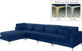 Julia Velvet / Engineered Wood / Metal / Foam Contemporary Navy Velvet Modular Sectional (5 Boxes) - 142" W x 77" D x 33" H