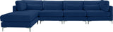 Julia Velvet / Engineered Wood / Metal / Foam Contemporary Navy Velvet Modular Sectional (5 Boxes) - 142" W x 77" D x 33" H