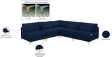 Julia Velvet / Engineered Wood / Metal / Foam Contemporary Navy Velvet Modular Sectional (5 Boxes) - 104.5" W x 112.5" D x 33" H