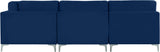 Julia Velvet / Engineered Wood / Metal / Foam Contemporary Navy Velvet Modular Sectional (5 Boxes) - 104.5" W x 112.5" D x 33" H