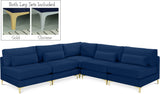 Julia Velvet / Engineered Wood / Metal / Foam Contemporary Navy Velvet Modular Sectional (5 Boxes) - 104.5" W x 112.5" D x 33" H