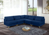 Julia Velvet / Engineered Wood / Metal / Foam Contemporary Navy Velvet Modular Sectional (5 Boxes) - 104.5" W x 112.5" D x 33" H