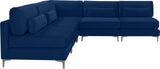 Julia Velvet / Engineered Wood / Metal / Foam Contemporary Navy Velvet Modular Sectional (5 Boxes) - 104.5" W x 112.5" D x 33" H