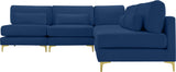 Julia Velvet / Engineered Wood / Metal / Foam Contemporary Navy Velvet Modular Sectional (5 Boxes) - 104.5" W x 112.5" D x 33" H